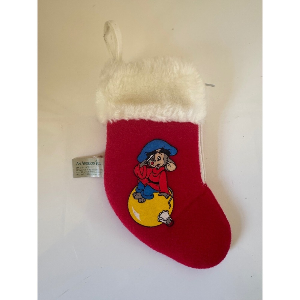 Vintage 1986 An American Tail Fievel Mouse Christmas Stocking McDonalds Sears